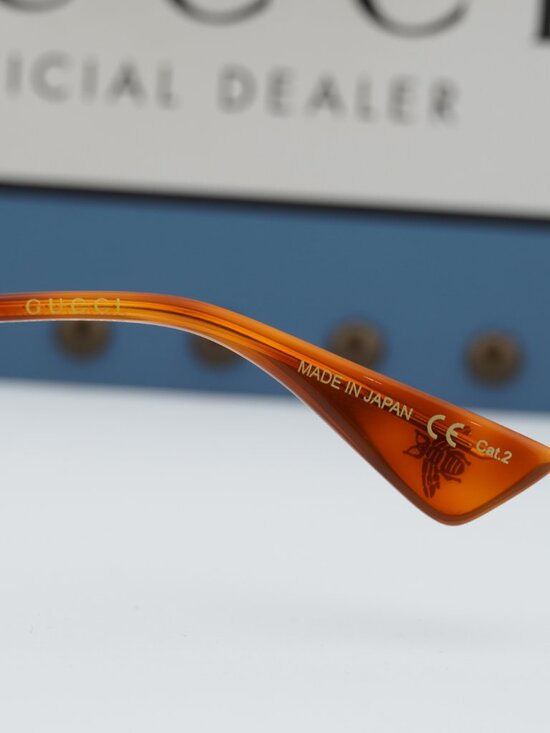 Gucci GG0113S 001 Round Sunglasses - Black Gold\\Grey Gradient main image 5